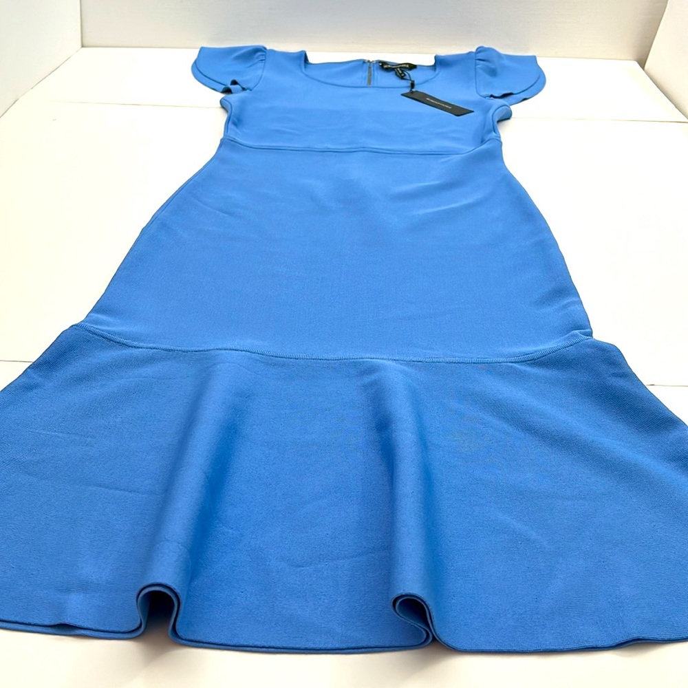 BCBG MaxAzria Women’s M Light Blue Bandage Dress Ruffle Skirt - Picture 5 of 9
